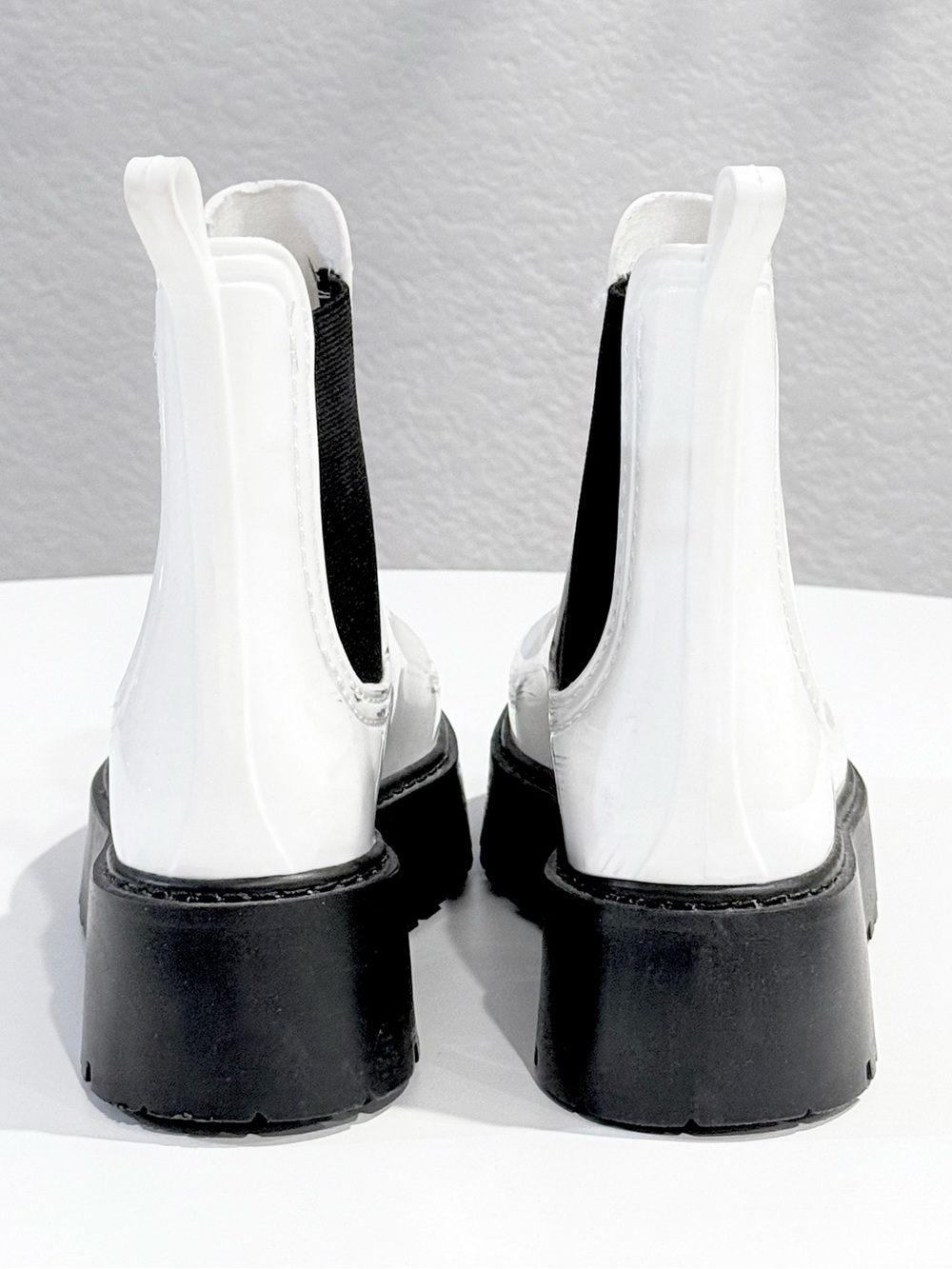 ASOS White Platform Plastic Chelsea Boots Size 8 - Picture 3 of 7